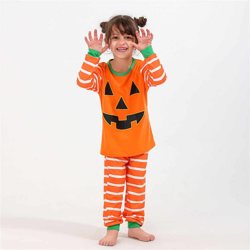 Family Pajamas Orange Halloween Set