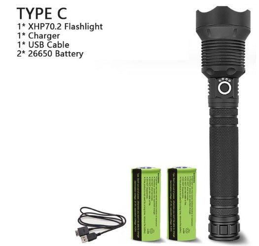 XHP70.2 Powerful USB LED Flashlight