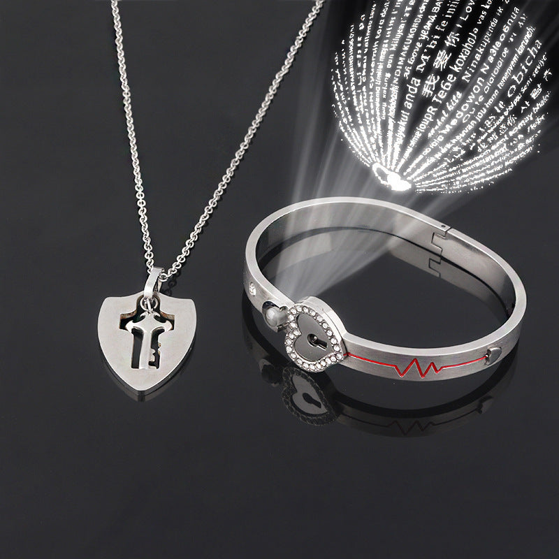 Couple Love Lock, Bracelet, Key Set, Necklace