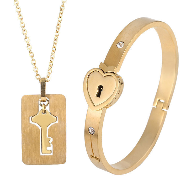 Couple Love Lock, Bracelet, Key Set, Necklace