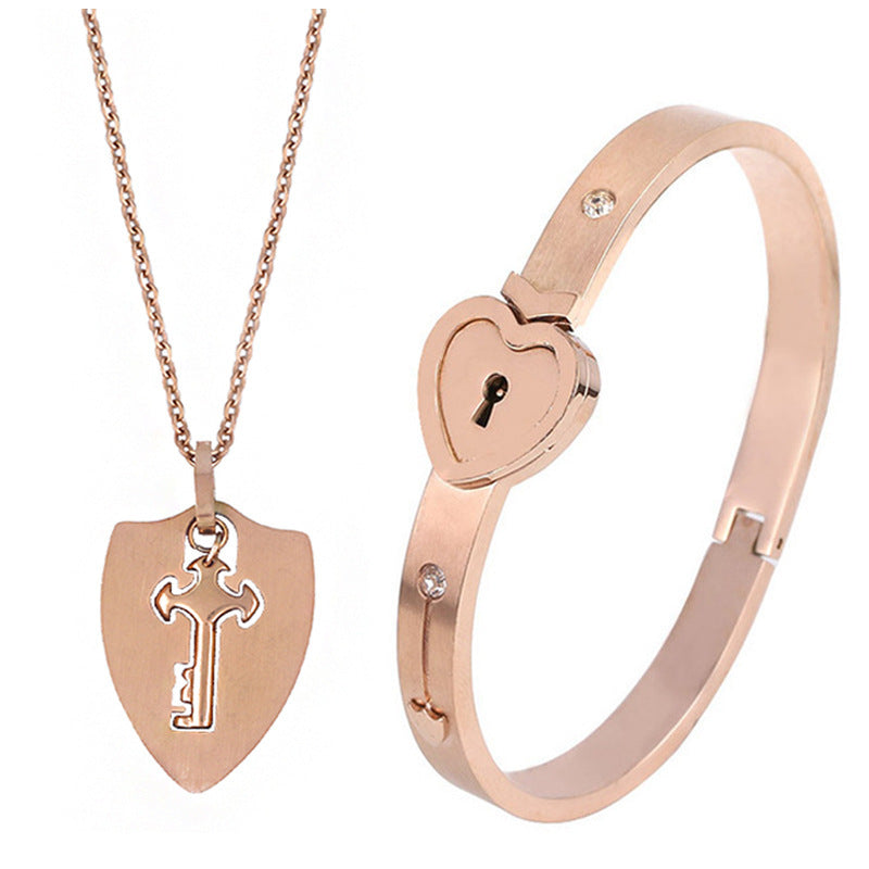 Couple Love Lock, Bracelet, Key Set, Necklace