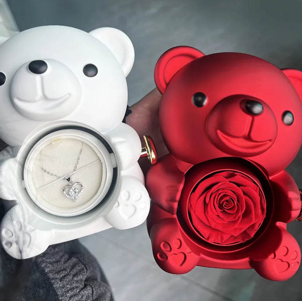 Rotating Bear Rose Jewelry Gift Box - Unique, Elegant Keepsake Holder