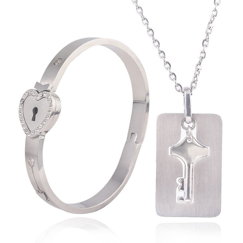 Couple Love Lock, Bracelet, Key Set, Necklace