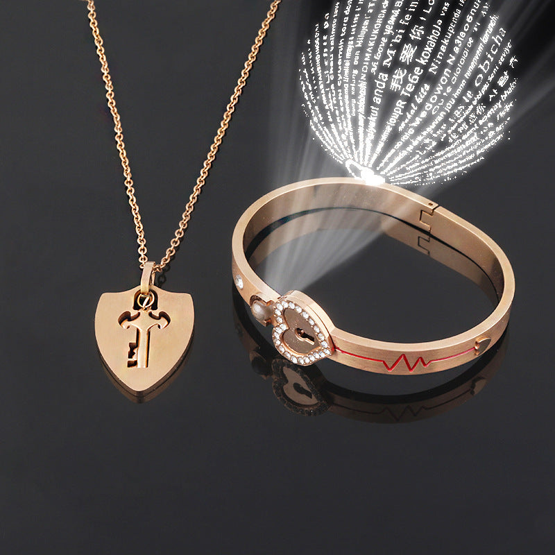 Couple Love Lock, Bracelet, Key Set, Necklace