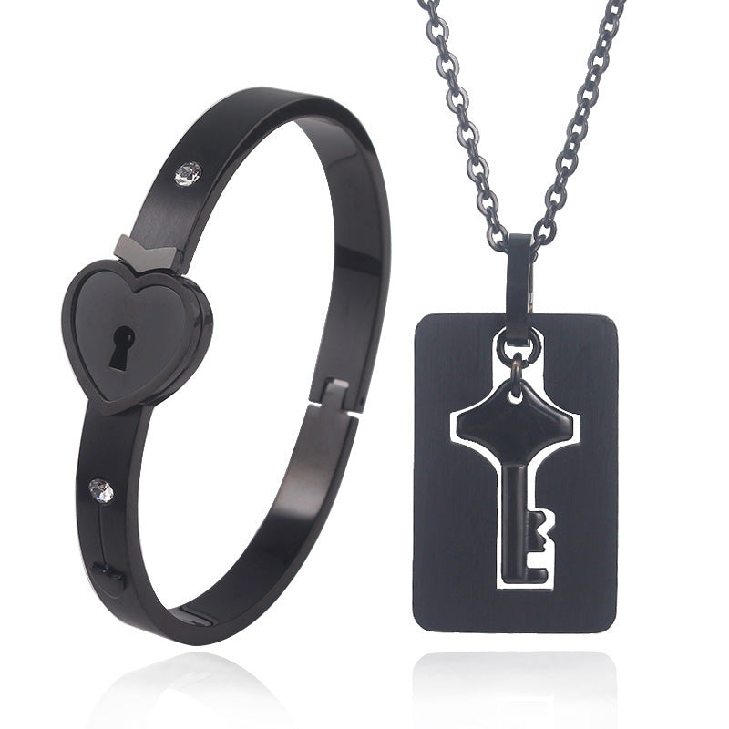 Couple Love Lock, Bracelet, Key Set, Necklace