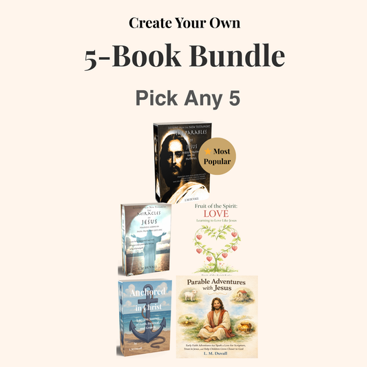 Create your own 5-book bundle featuring Christian devotionals and children’s books including Parables of Jesus and Anchored in Christ