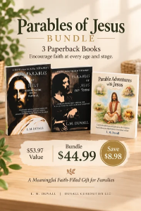 Parables of Jesus three-book bundle for adults, teens, and children, $44.99 bundle price with $8.98 savings