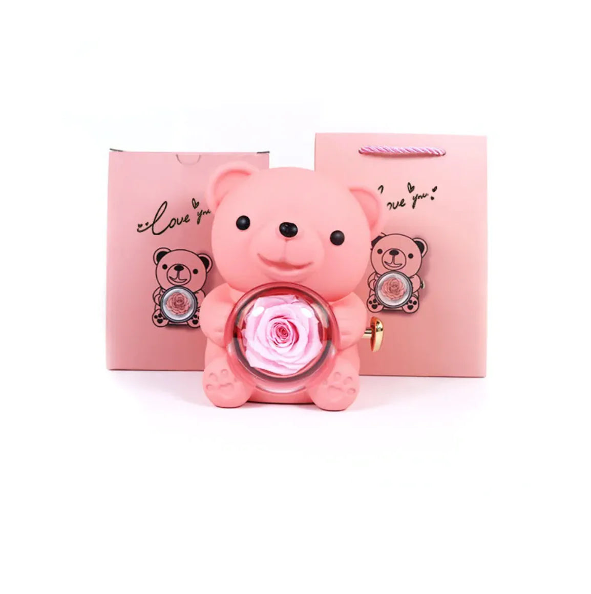 Rotating Bear Rose Jewelry Gift Box - Unique, Elegant Keepsake Holder