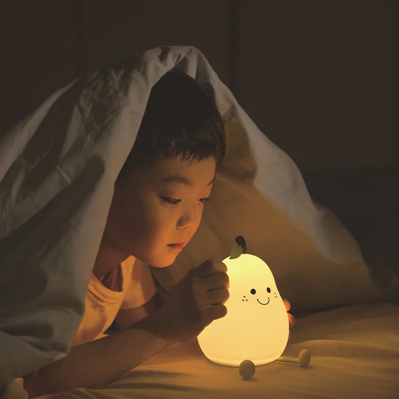 Charming USB Rechargeable Pear Fruit Night Light for Cozy Spaces