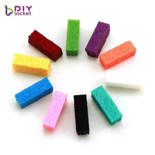 20 pcs/lot Colorful Rectangle Aromatherapy Felt Pads for Essential Oil Diffuser Perfume Locket Floating Locket