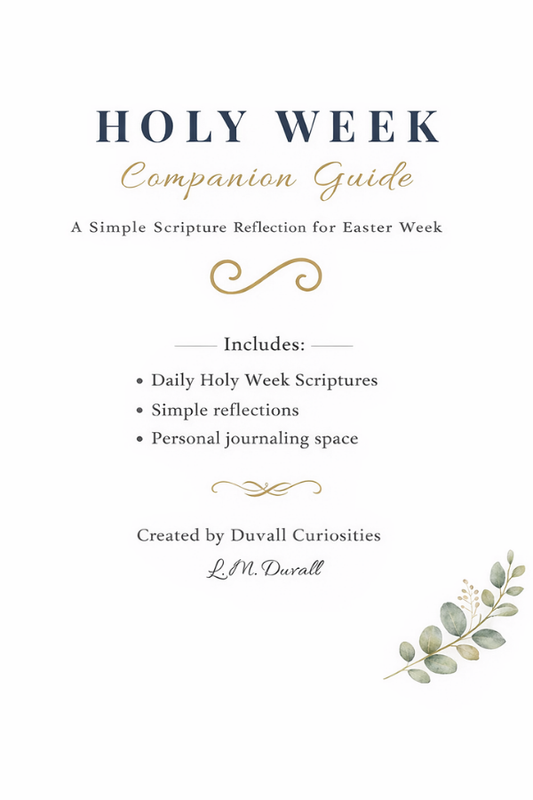 Holy Week Companion Guide printable cover with Scripture reflections and journaling pages for Easter by L. M. Duvall
