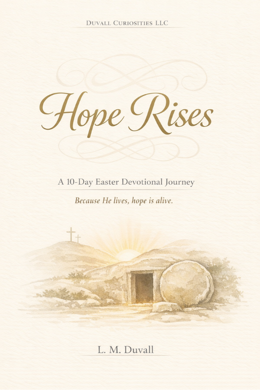 Hope Rises 10-day Easter devotional cover featuring an empty tomb at sunrise with soft cream and gold design