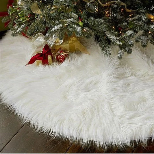 Creative White Plush Christmas Tree Skirt: Soft, Elegant, and Festive