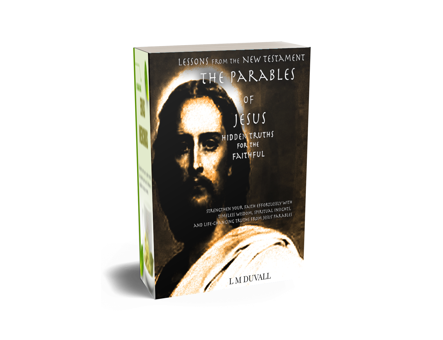 Book titled 'The Parables of Jesus' with a face on the cover against a white background