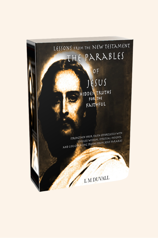 Book titled 'The Parables of Jesus' with a face on the cover against a cream background.
