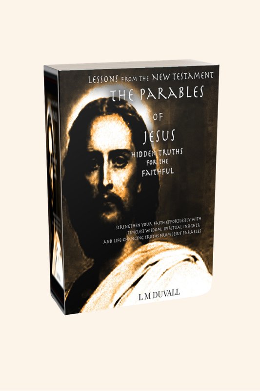 Book titled 'The Parables of Jesus' with a face on the cover against a cream background.