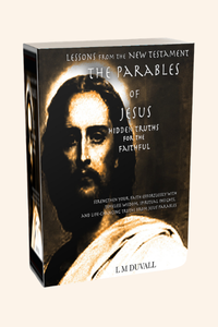 Book titled 'The Parables of Jesus' with a face on the cover against a cream background.