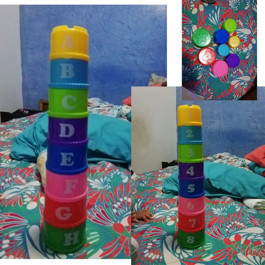 Colorful Figures Letters Stack Cup Tower for Fun Learning and Play