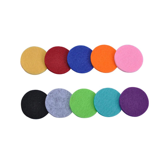 100 Pcs 17.5 mm Replacement Felt Pads for 25 mm Essential Oil Diffuser Locket Pendant Necklace (Mixed 10 Colors)