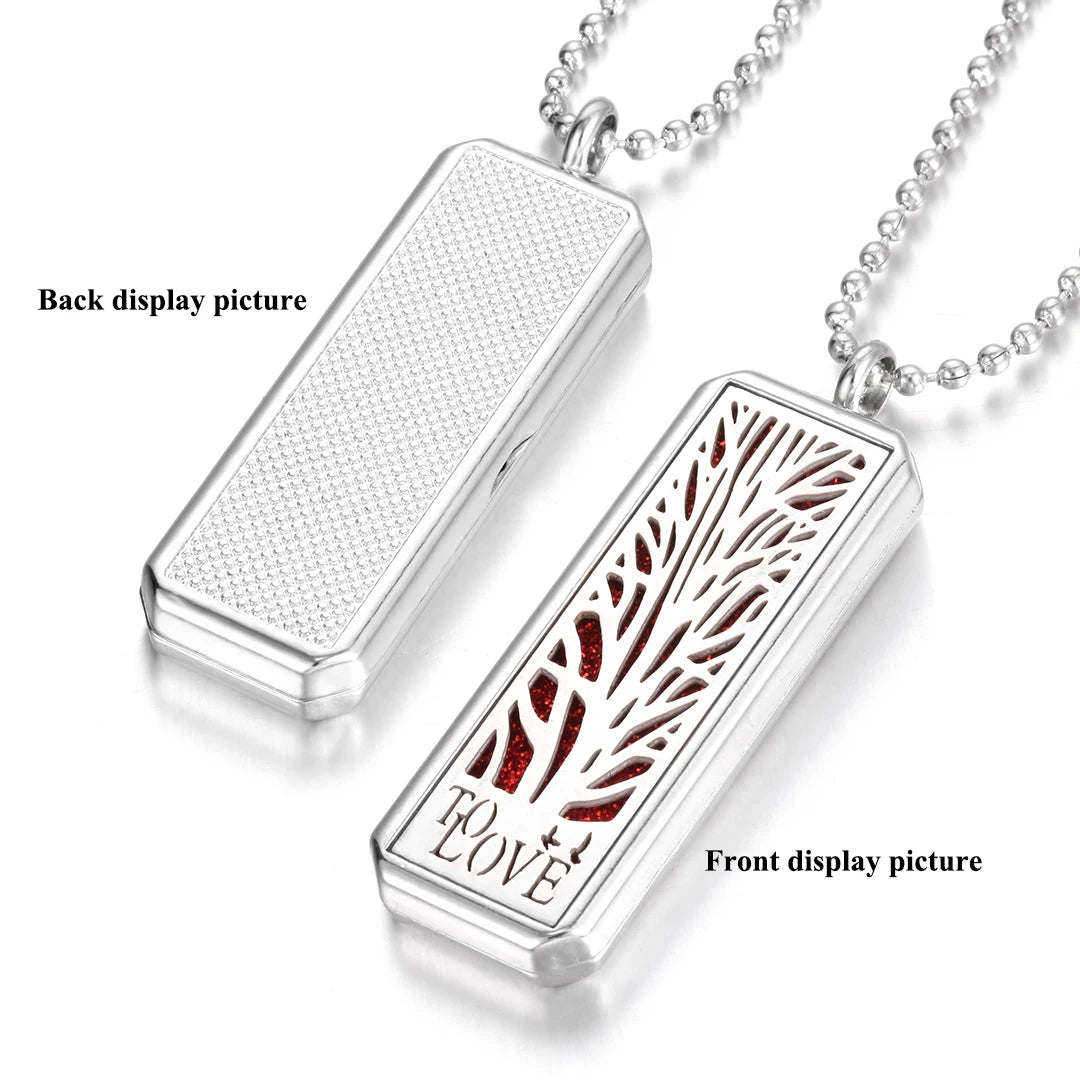 Aromatherapy Essential Oil Diffuser Rectangle Magnetic Locket Necklace