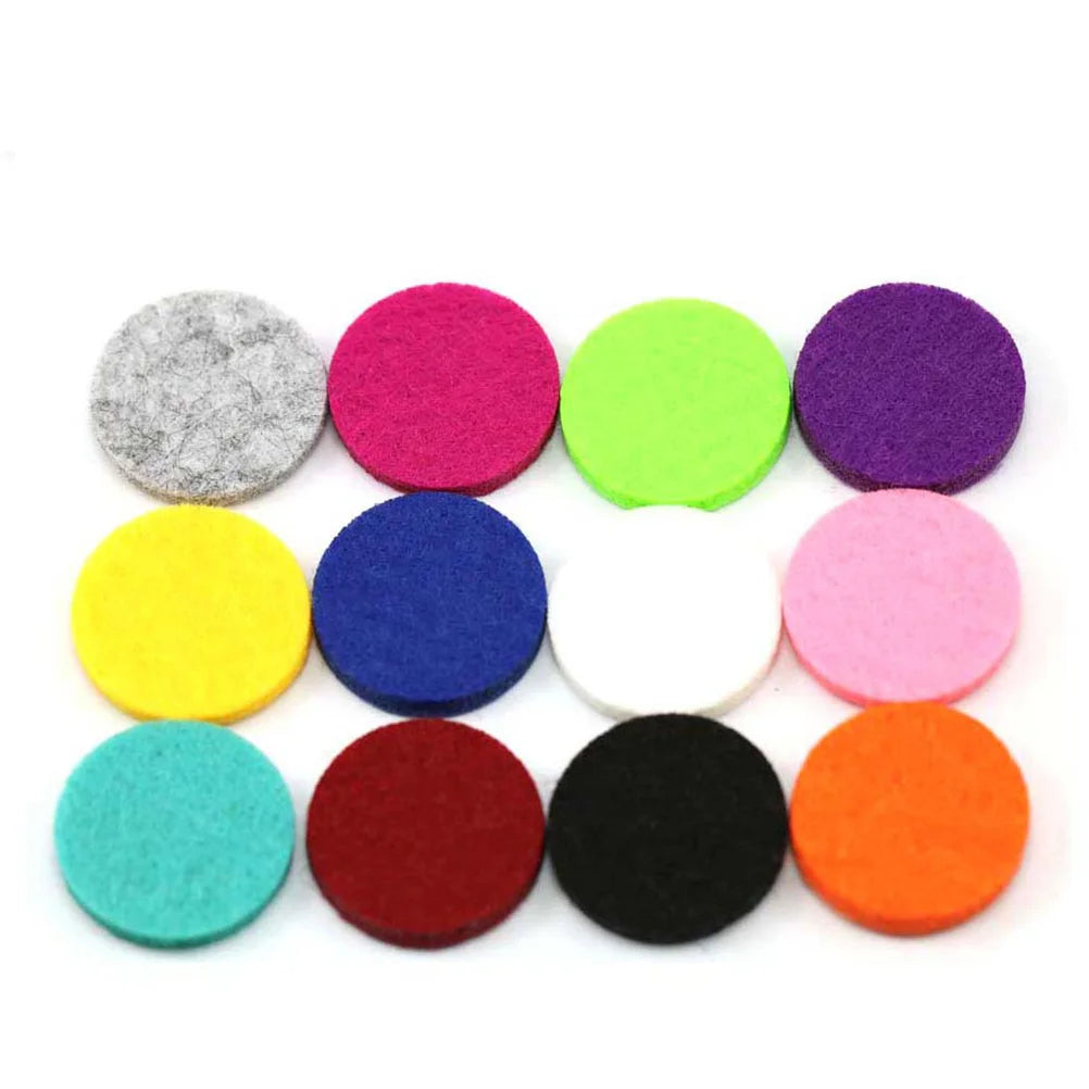 100 Pcs 17.5 mm Replacement Felt Pads for 25 mm Essential Oil Diffuser Locket Pendant Necklace (Mixed 10 Colors)