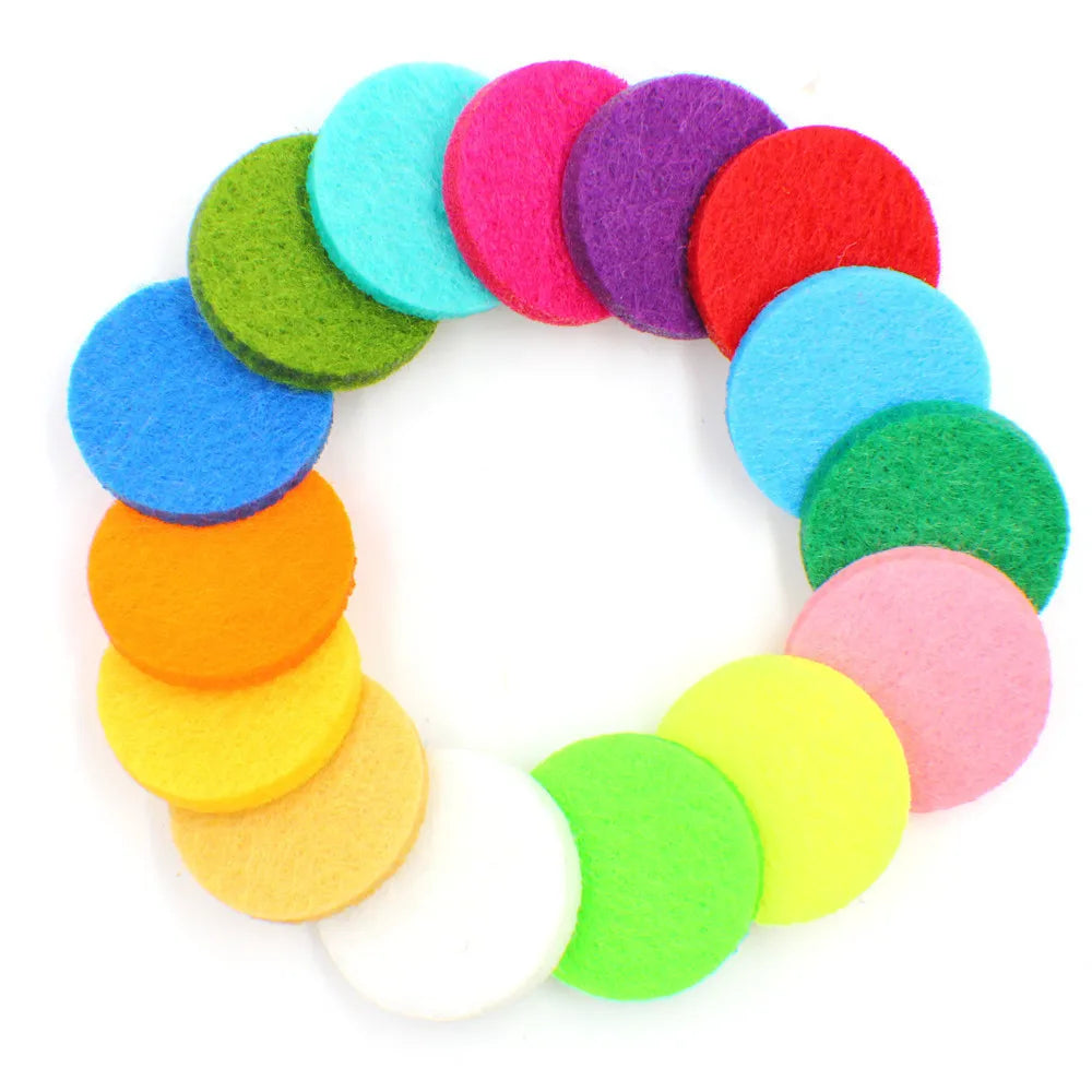 20 Pcs/Lot 22.5 mm Aromatherapy Diffuser Colorful Refills Felt Pads Fit 30 mm Essential Oil Aroma Locket Random Color