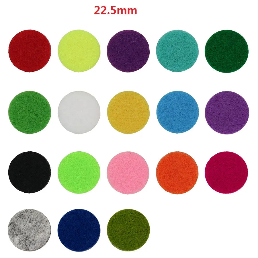 20 Pcs/Lot 22.5 mm Aromatherapy Diffuser Colorful Refills Felt Pads Fit 30 mm Essential Oil Aroma Locket Random Color