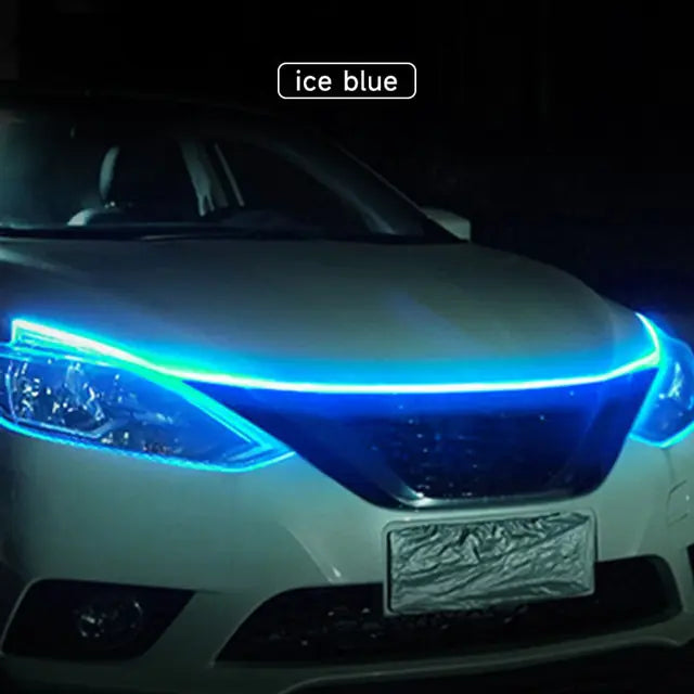 Scan Starting LED Light - Dynamic, Waterproof Car Hood Light Strip for Safety