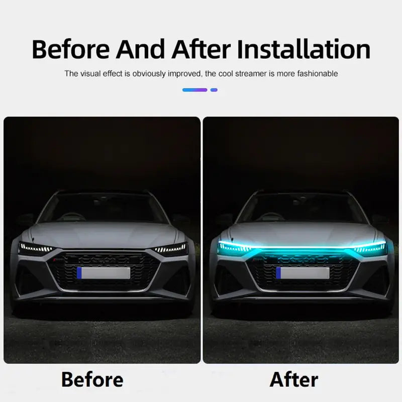 Scan Starting LED Light - Dynamic, Waterproof Car Hood Light Strip for Safety