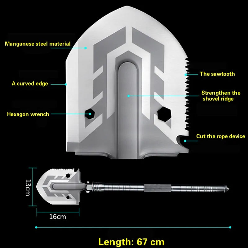 Versatile Outdoor Multi-Purpose Folding Military Shovel for Camping and Survival