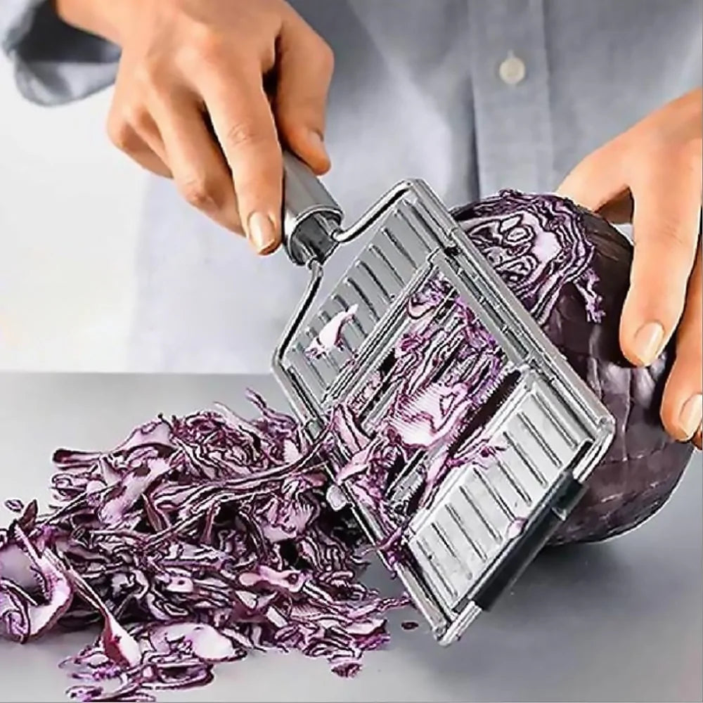 Slicing cabbage with kitchen slicer