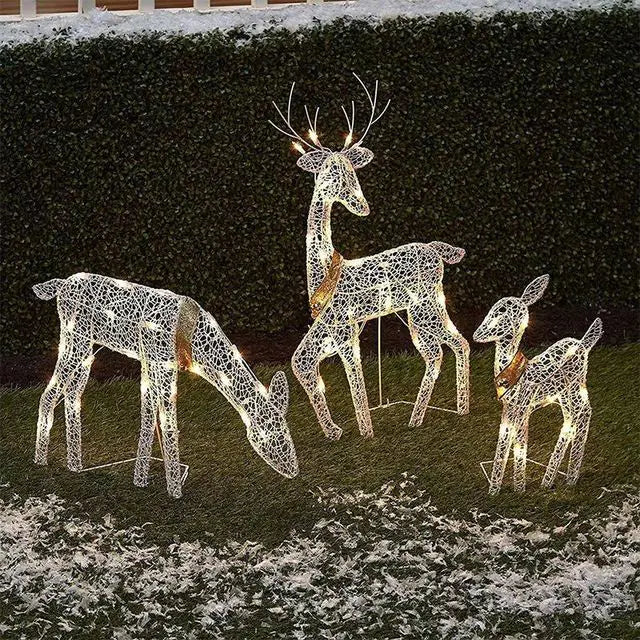 3-Piece Christmas LED Wrought Iron Deer Set: Elegant Holiday Decor