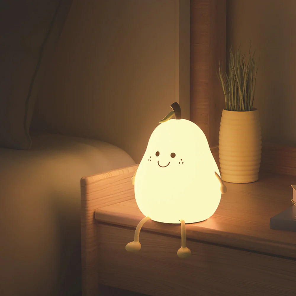 Charming USB Rechargeable Pear Fruit Night Light for Cozy Spaces