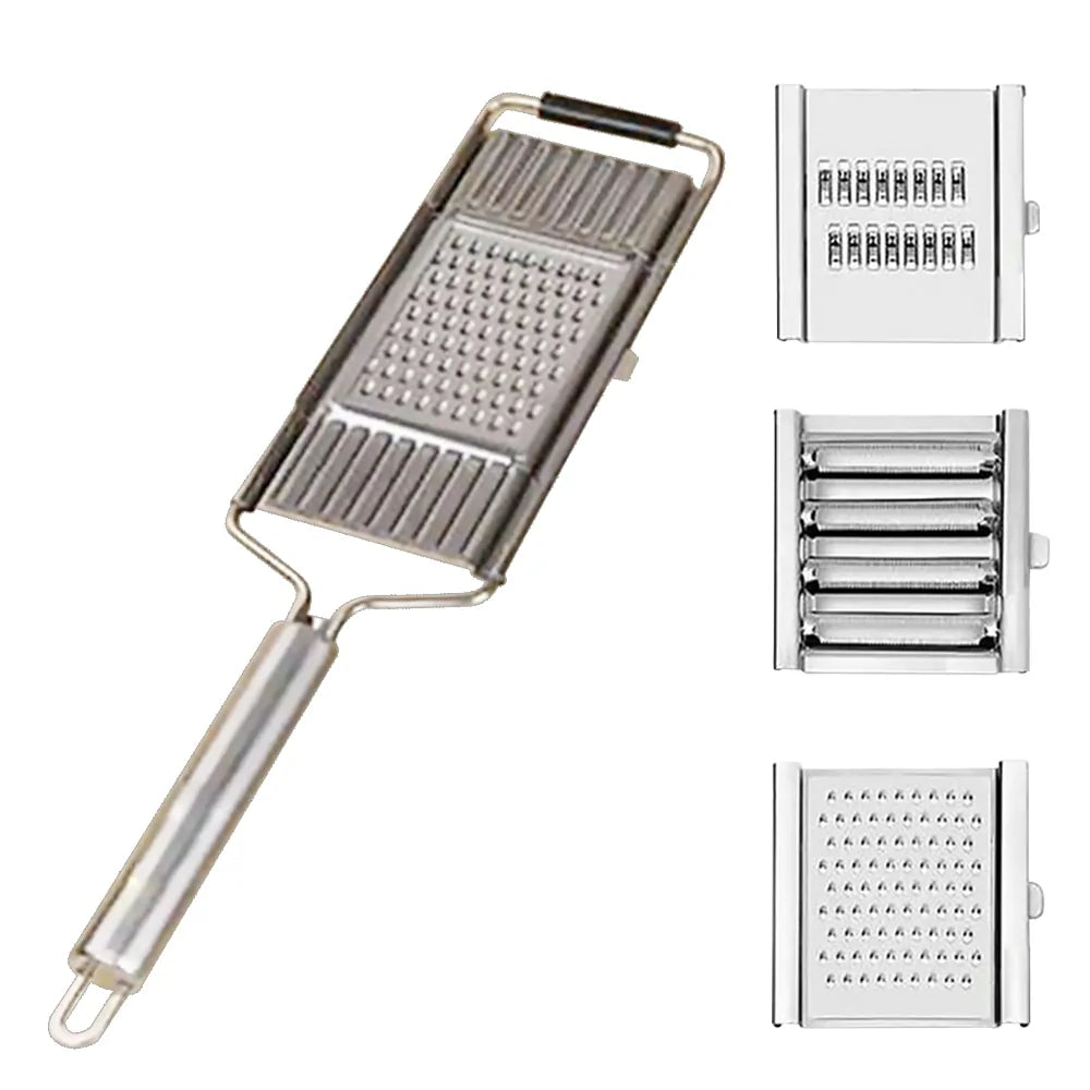 Stainless steel slicer with interchangeable blades