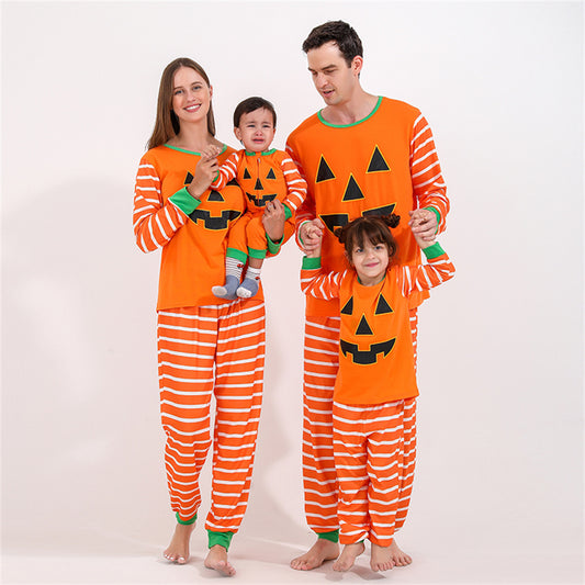 Family Pajamas Orange Halloween Set