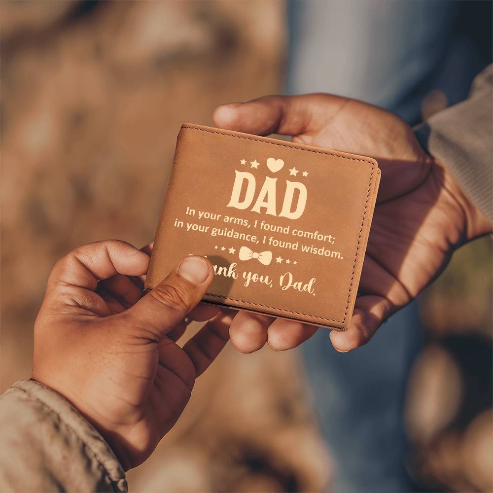 Dad In Your Arms I Found Comfort Leather Wallet