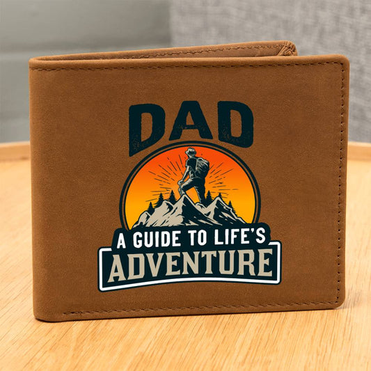 Adventure Awaits: Dad, A Guide to Life's Journey Leather Wallet