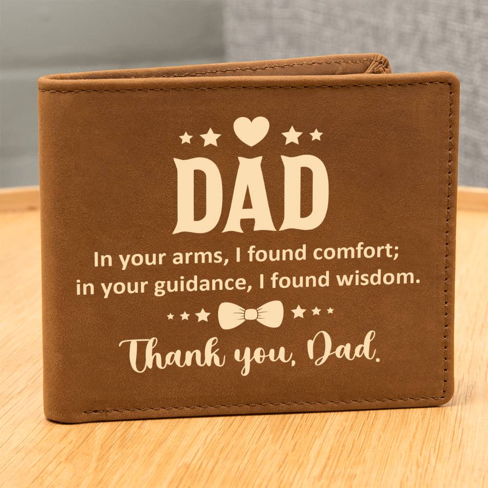 Dad In Your Arms I Found Comfort Leather Wallet