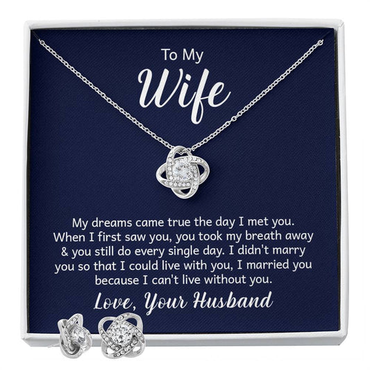 Love Knot Earring & Necklace Set for Wife