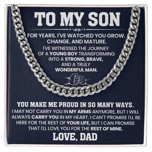 To My Son Cuban Link Chain