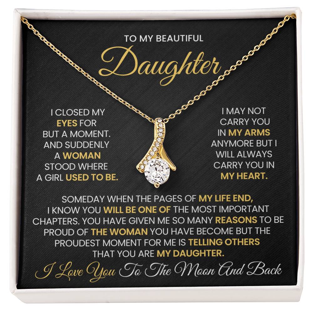 To My Beautiful Daughter Love You To the Moon and Back Alluring Beauty Necklace