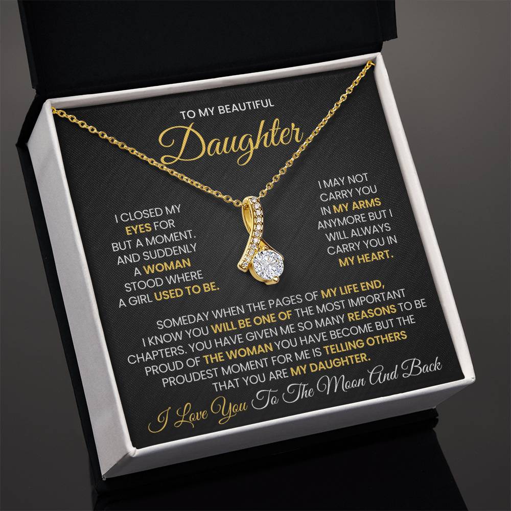 To My Beautiful Daughter Love You To the Moon and Back Alluring Beauty Necklace