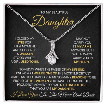 To My Beautiful Daughter Love You To the Moon and Back Alluring Beauty Necklace