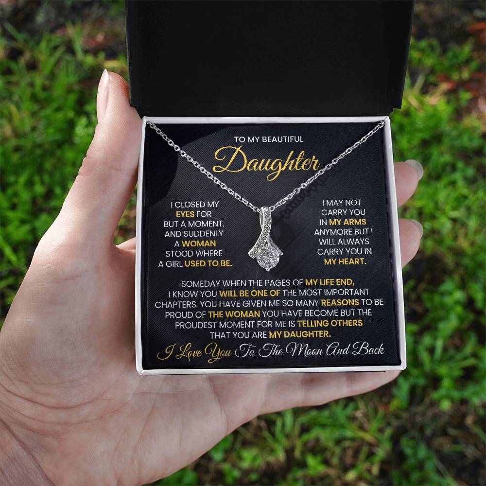 To My Beautiful Daughter Love You To the Moon and Back Alluring Beauty Necklace