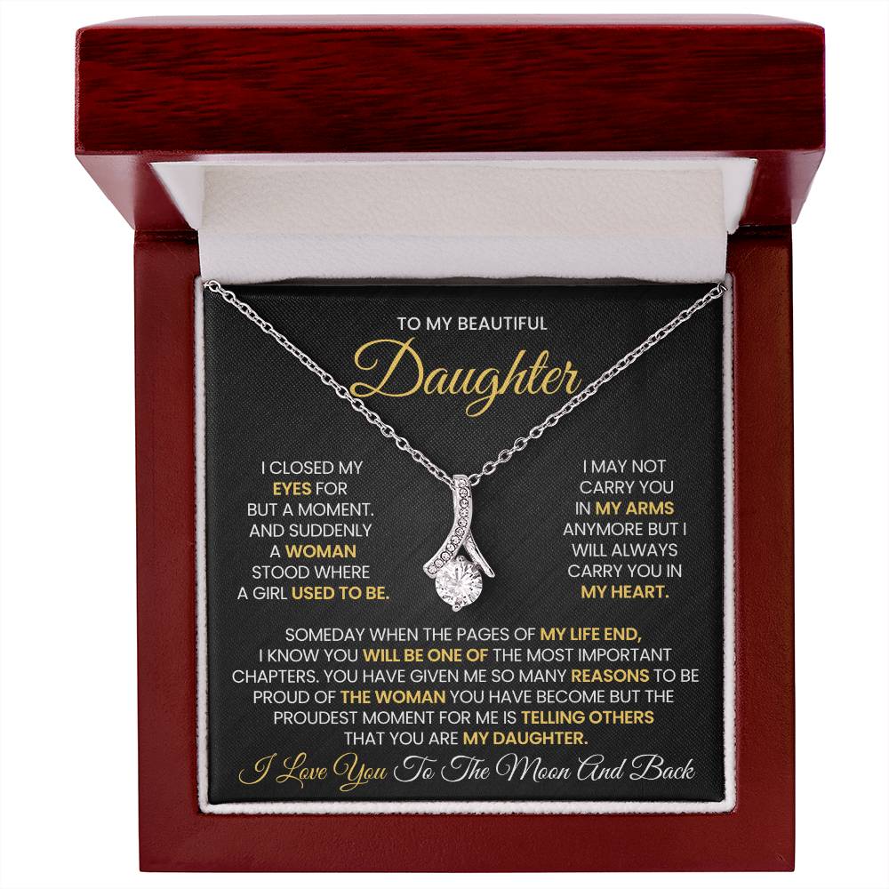 To My Beautiful Daughter Love You To the Moon and Back Alluring Beauty Necklace