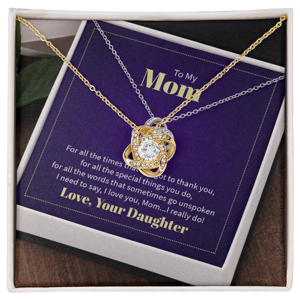 Love Knot Necklace with message card for Mom