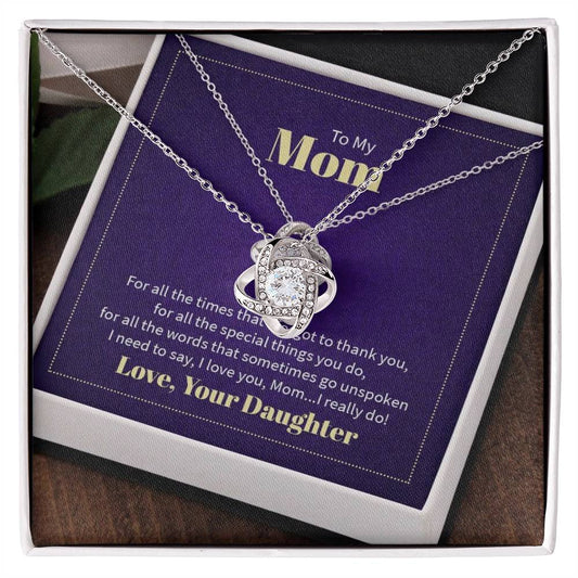 Love Knot Necklace with message card for Mom