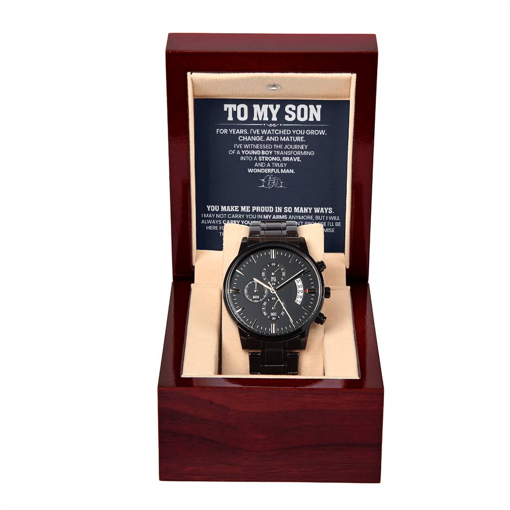 To My Son Black Chronograph Watch From Dad