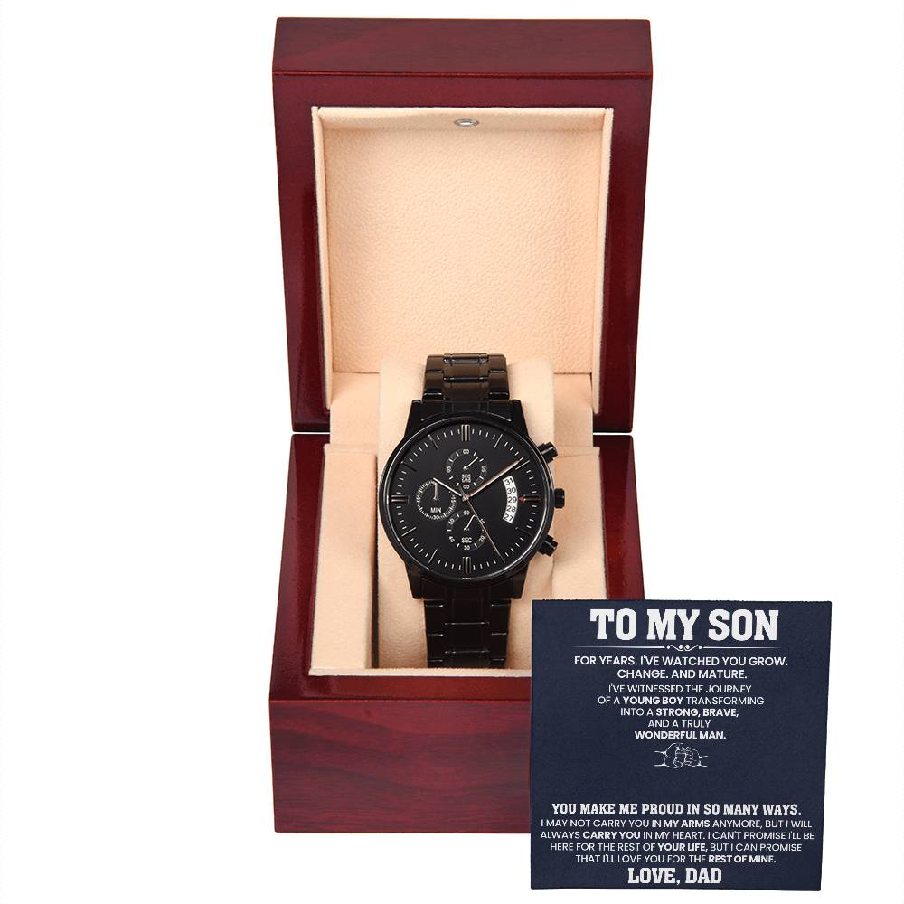 To My Son Black Chronograph Watch From Dad