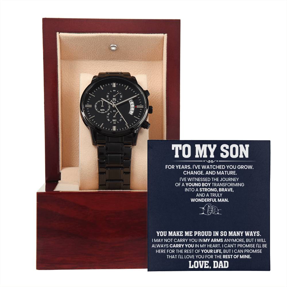 To My Son Black Chronograph Watch From Dad